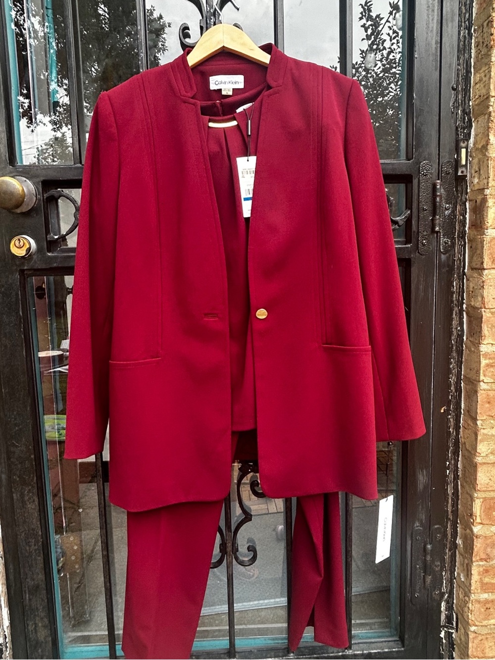 Calvin Klein Women's Wine 3 piece suit with pants.